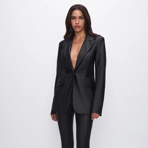 GOOD AMERICAN BLACK COMPRESSION SHINE SCULPTED BLAZER JACKET WOMENS PLUS 2X NEW